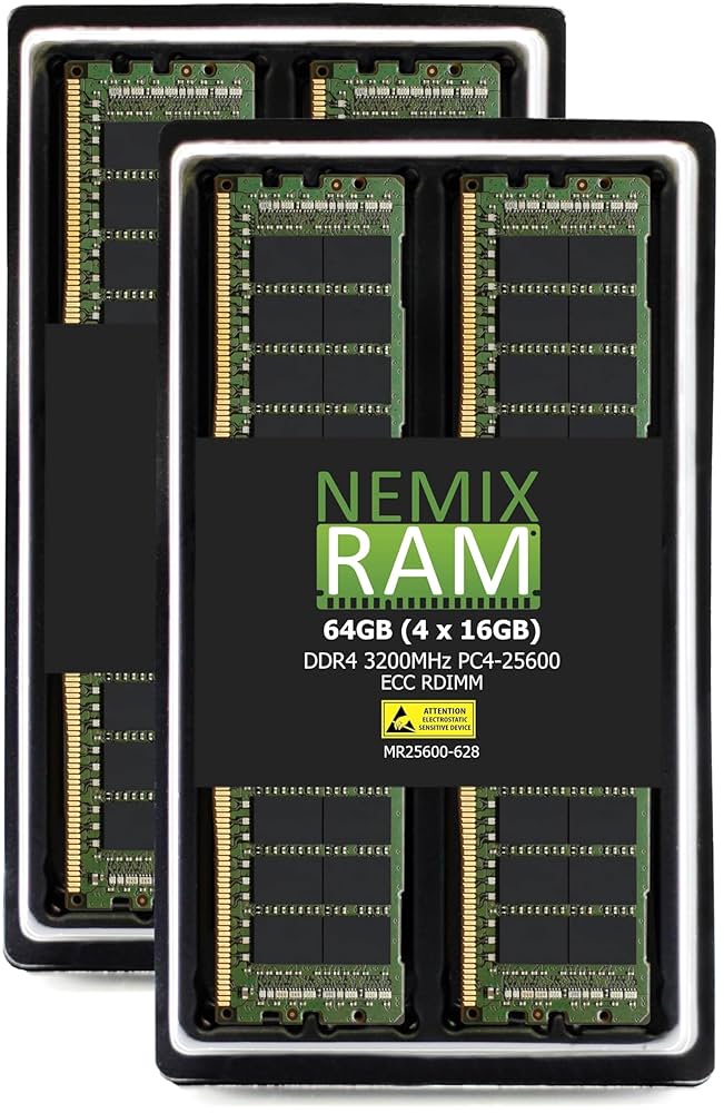 NEMIX RAM 64GB (4X16GB) DDR4 3200MHZ PC4-25600 2Rx8 1.2V 288